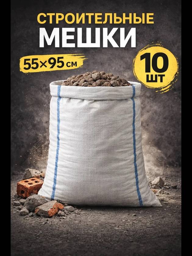 Мешки для строительного мусора 55х95 см 10шт