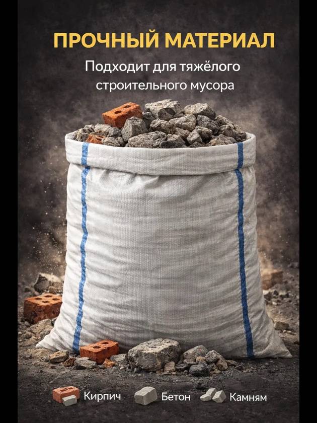 Мешки для строительного мусора 55х95 см 10шт — фото 2