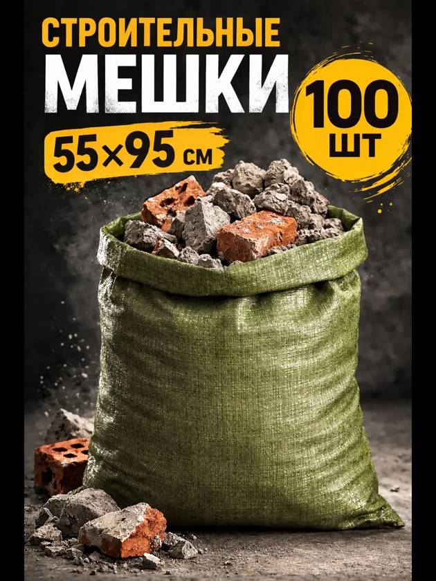 Мешки для строительного мусора 55х95 см 100шт